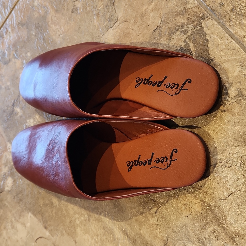 Free People Reese Leather Flat Brown Size 38 NWT - Picture 3 of 7